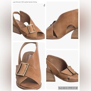Antelope leather buckle sling shoes sandals block heel NEW! Sz 38 /7  $98